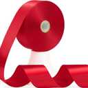 2 x 60 Yards Red Satin Ribbon 1-1/2 Inch, Solid Polyester Fabric Ribbon for Gift Wrapping, Crafts, Flower Bouquet, Wedding, Festival, Christmas, Halloween