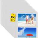 Sooez 100 Pack Heavy Duty Photos or Postcards Page Protectors, Plastic Clear Photo Holder Sleeves for 3 Ring Binder, Two 5'' x 7'' Pockets Per Page, Load from Top Perfect for Checking & Organizing