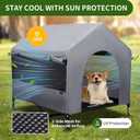 Summertrail 42" Large Dog House Outdoor Indoor with Breathable Mesh Windows-Elevated Dog Bed Cot Dog Tent Shade Shelter for Large Breeds with Canopy, Weatherproof Dog Kennel for Outside, Easy Clean