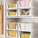 Closet Organizer System, Stackable Plastic Clothes Storage Basket, Stackable, Foldable Organizers for Wardrobe Clothes Organizer Suitable for Bedrooms Bathrooms Kitchen Living Rooms (2pack)