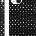 Polka Dot Phone Case for iPhone 14 Plus Cute Trendy Pattern Case 6.7", Aesthetic Stylish Print Design 2-in-1 Matte Cover Hard PC Shockproof Soft TPU Protection Girls Women Funda, Black