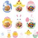 24 Pack Easter Cards for Kids, Easter Candy Holders with Plastic Domes, Cute Bunny Eggs Chick Gift Cards for Classroom Gifts Exchange Home Office Party Treats Favors