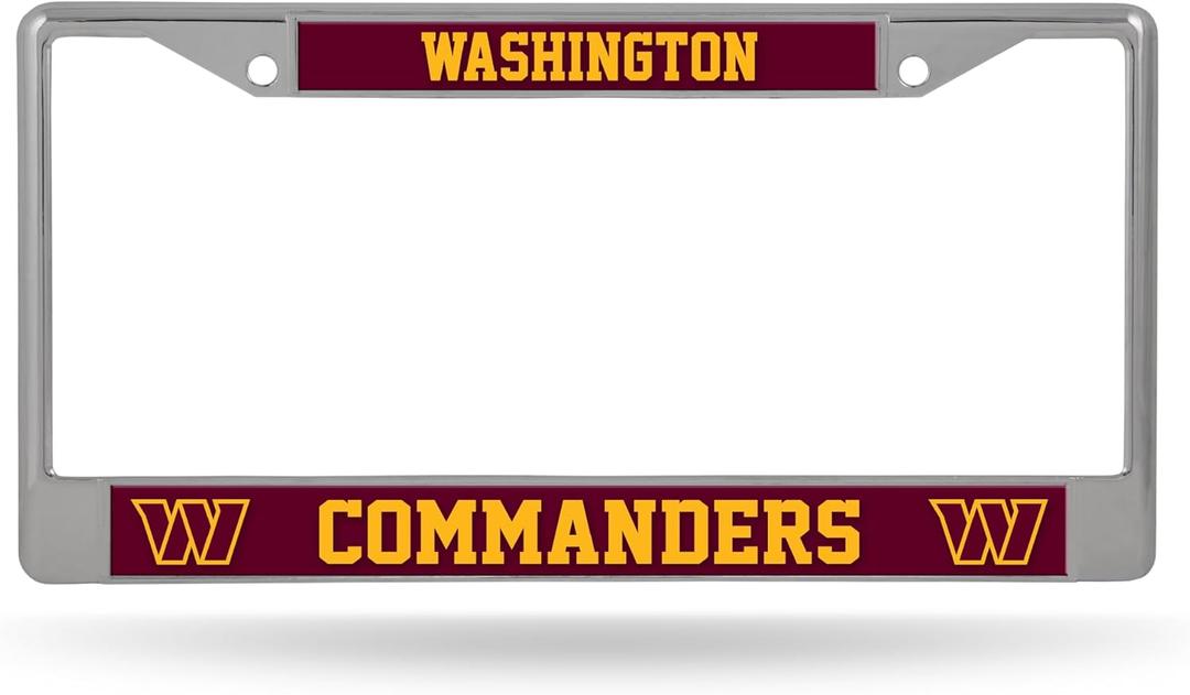 NFL Football Washington Commanders 12" x 6" Chrome Frame - Car/Truck/SUV Automobile Accessory