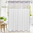 Purple Small Stall Boho Shower Curtain with Snap-in Liner 36 x 74, No Hooks Tufted Chevron Striped Textured Lavender Shower Curtain with See Through Mesh Top Window for Bathroom Decor