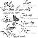 3 Sheets Motivational Wall Decor, Bless This Home Wall Decor, Inspirational Decals, Live,Love,Laugh, Bible Verses Wall Sticker Decorations for Living Room Family