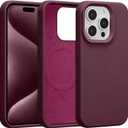 Magnetic for iPhone 15 Pro Case 6.1", Premium Liquid Silicone Case,[Compatible with Magsafe][Soft Anti-Scratch Microfiber Lining],Slim Thin Shockproof Phone Cover-Plum