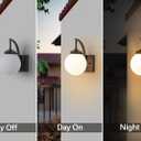 Outdoor Wall Sconce Set of 2, Modern Front Porch Lights for House, Exterior Light Fixture Wall Mount with Frosted Glass Globe Patio, Indoor Sconce Lighting for Bathroom, E26 Base