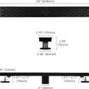 24 Inch Linear Shower Drain Matte Black, Rectangular Shower Floor Drain Kit 304 Stainless Steel, Removable Brick Pattern Grate, Hair Catcher, Leveling Feet
