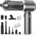Handheld Vacuum Cleaner, 28000Pa 4 in 1 Handheld Vacuum Cordless, Brushless Motor, One-Touch Dust Removal, 3 Speeds Car Vacuum Cleaner Portable Cordless, Ideal for Office, Home, Kitchen, Car, Pet Hair (Silver Gray)