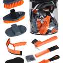 Shinewell Horse Grooming Kit, Complete Horse Brush Set, Equine Grooming Tools for Shedding & Daily Care Orange