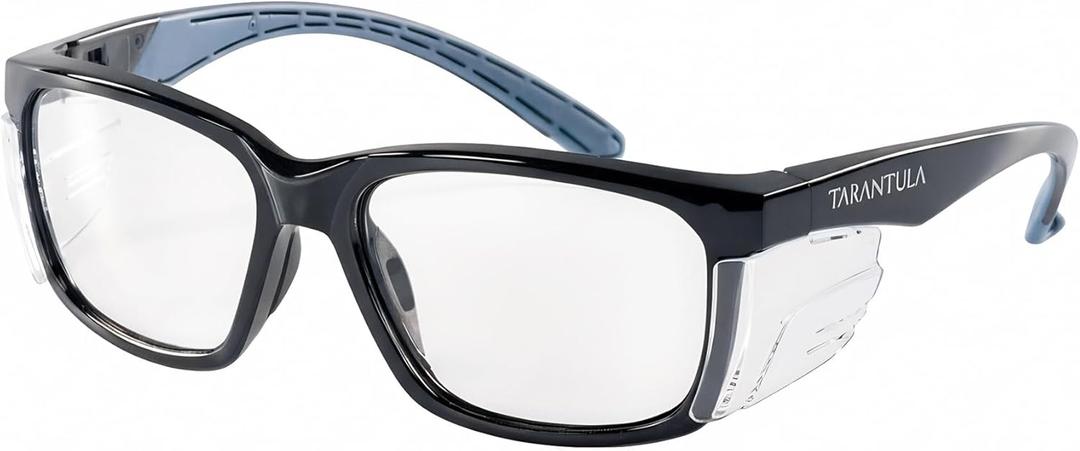 Tarantula Z87.1 Safety Glasses for Men and Women, Soft TPR Temples, Anti-Fog Clear Lenses, Blue Light Blocking, Removable Side Shields, Lightweight Protective Eyewear