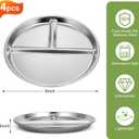 4pcs 304 Stainless Steel Kids Plates9"Non-Toxic Circular Portion Control PlateSuitable For Children To Use,Portion Plates For Weight Loss AdultsReusable, Non-Toxic, Anti Drop, And Dishwasher Safe
