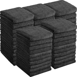 Shimeyao 40 Pack Bleach Proof Towels Microfiber Absorbent Resistant Hair Hand Towels Bulk Quick Dry for Barber Gym Bath Spa Shaving (Black,16 x 29 Inch)