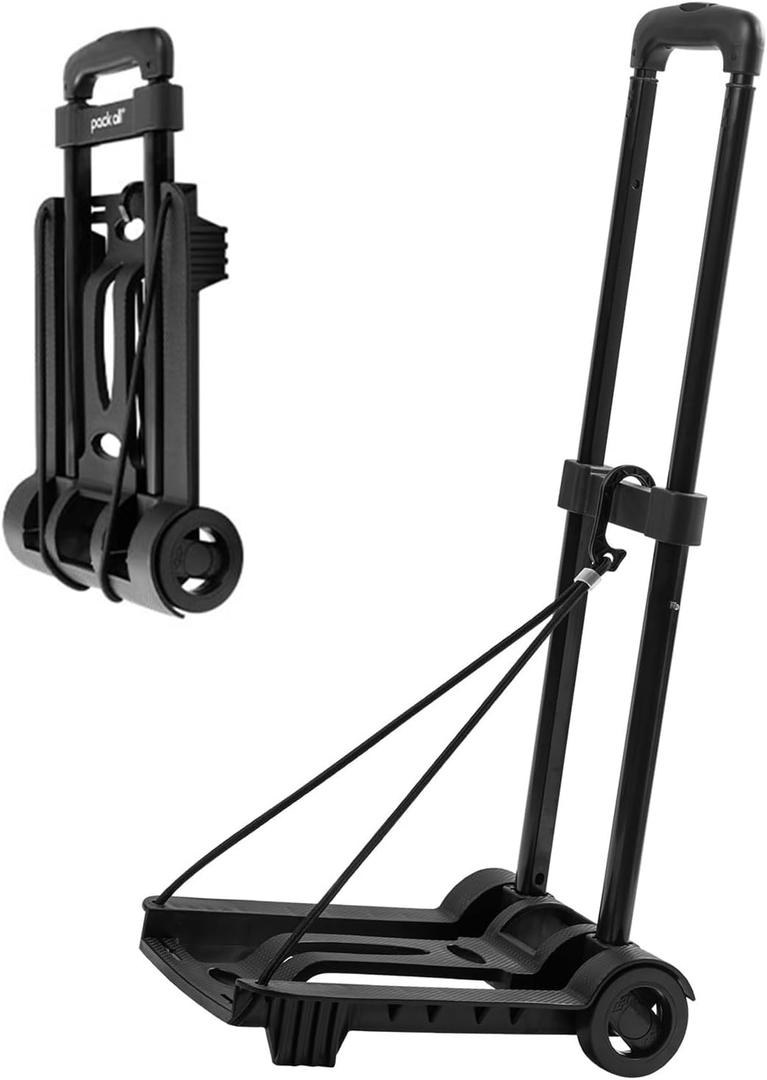pack all Folding Luggage Cart, Heavy Duty Hand Truck with Wheels, Compact Trolley Cart for Home and Travel (Black)