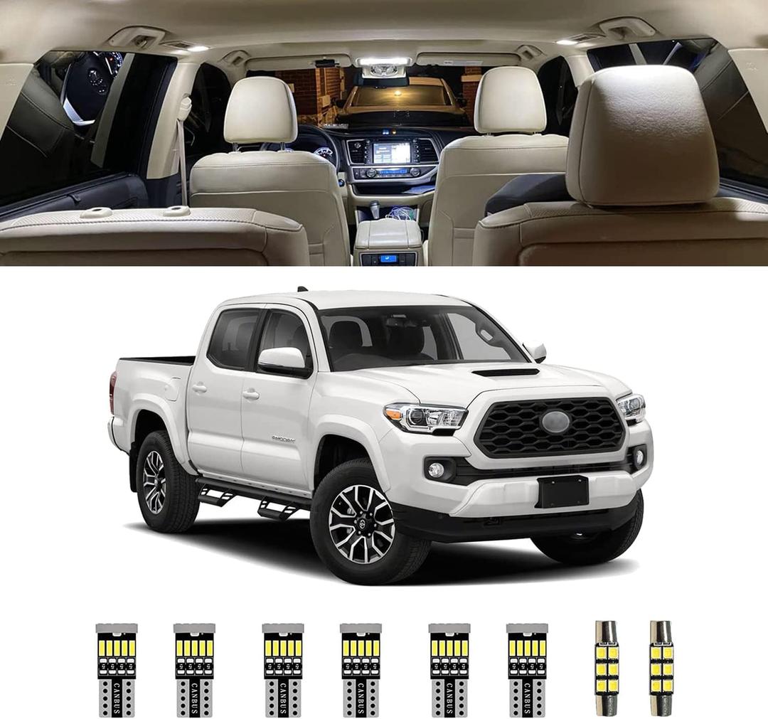 Tacoma Interior LED Lights Kit, 10pcs Super Bright White LED Replacement Bulbs with Install Tool for Toyota Tacoma 2005-2022