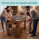SereneLife 48in Competition Sized Foosball Table - Height Adjustable Arcade Soccer Set for Home, Game Room, Man Cave - Includes 2 Balls & 2 Fold-Out Cup Holders, Natural