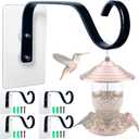 4 Pcs Window Bird Feeder Hook- Bird Feeder Hanger for Heavy Outdoors Hanging- Window Hummingbird Feeder Stand Also for Wind Chimes & Plants& Garlands & Etc (Bird Feeder Not Included) (Black)