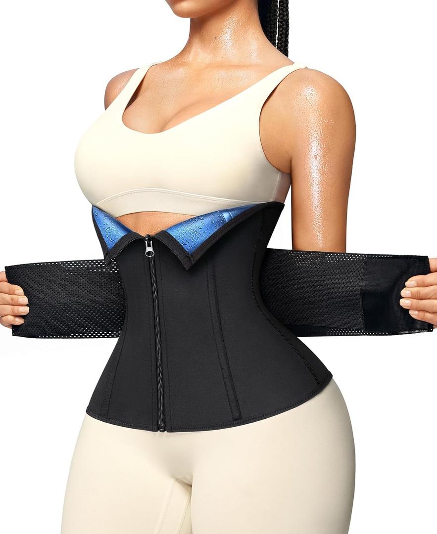 Junlan Sweat Waist Trainer for Women - Sauna Waist Trimmer for Working Out (3X-Large, Blue)