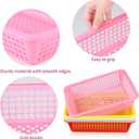 Aodaer 36 Pack Classroom Storage Baskets Bins Back to School Supplies Plastic Desktop Storage Tray 13.5 x 10 x 3 Inch Stackable Organizer Baskets Colorful Organizer Trays for Classroom Office Decor
