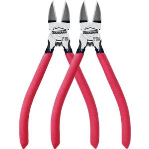 Wire Cutters 2 PACK, 6 inch Wire Cutter Set, HOUSERAN Side Cutters Flush Cut Pliers, Spring Loaded Cutting Pliers with Non-slip Red Handle, Wire Cutters Heavy Duty for Jewelry Making, Crafts, Zip Tie