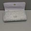 OSDUE Evening Bag Clutch Purses, Rhinestones Purse Silver Sparkling Wedding Party Purse Envelope Evening Bag with Detachable Chain for Women