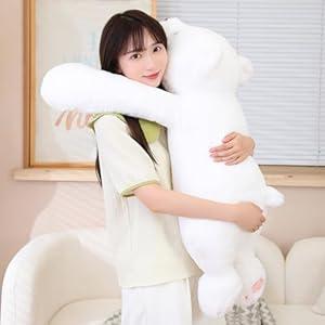 SNOWOLF Large Weighted Bear Stuffed Animals, 31.5" White Bear Plush Throw Pillow Super Cute Kawaii Plushie Polar Bear Hugging Toys Gifts for Boys Girls Adults, 80cm, White