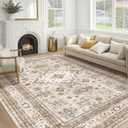 cotiled 7x10 Area Rug for Living Room, Washable, Traditional, Beige