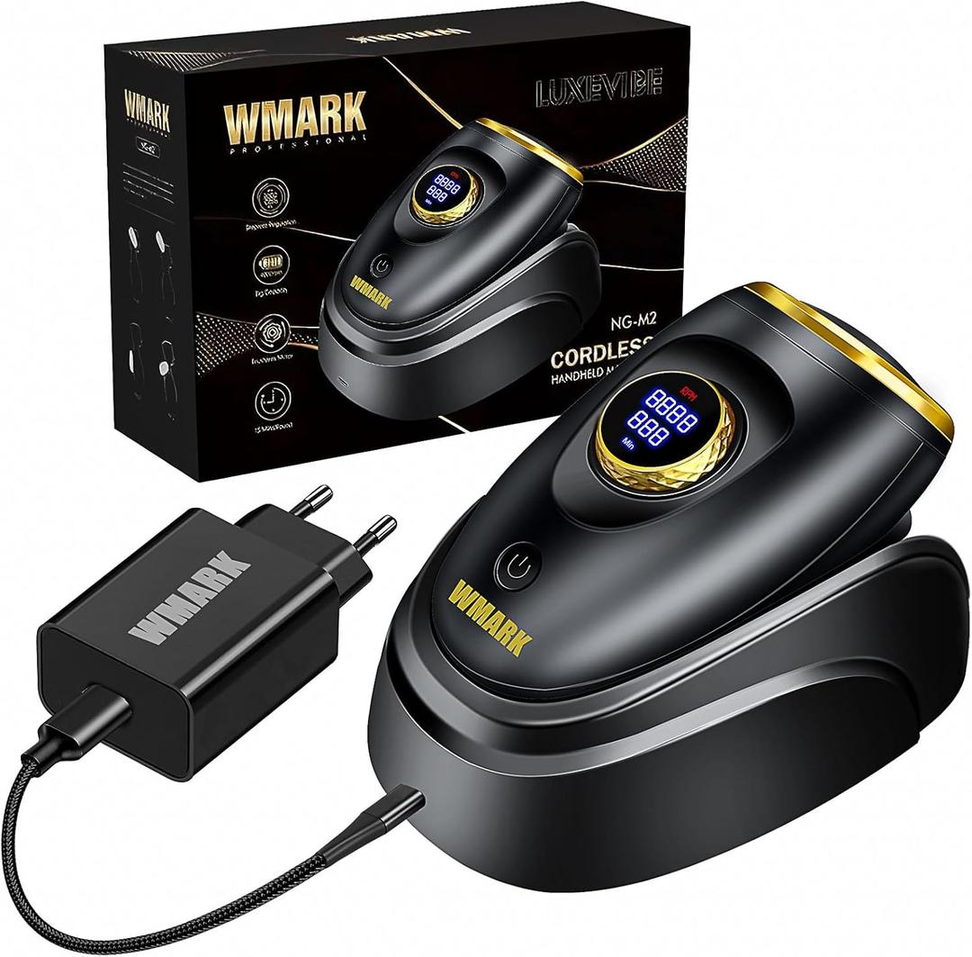 Barber Massager/Cordless Handheld Massager, Charge Neck/Legs/Hand/Face Massager Adjustable Speed with Large LED Display