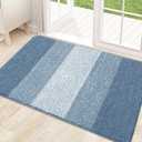 Kitinjoy Indoor Outdoor Door Mat, 32x20 Non-Slip Absorbent Dirt Trapper, Low-Profile Washable Inside Entrance Front Floor Mat, Sturdy Soft Entry Doormats for Entryway, Light Blue