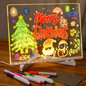 Lumiboard LED Note Board with Light - Dry Erase Acrylic Lighted Message Board for Kids, Adults - Ultimate Doodle Tablet with 7 Colors, Magic Tracing Pad for Writing & Drawing (Lumilite White Board)