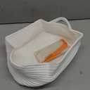 Pro Goleem Small Woven Easter Basket with Gift Bags and Ribbons Durable Burr Baskets for Gifts Empty Small Rope Basket for Storage 12"X 8" X 5" Baby Toy Baskets with Handles, White