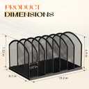 7-Section Metal Upright File Sorter Organizer, Office Small Letter Sorter Desktop File Organizer Metal Mesh Iron Sole, Black