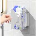 Wall Mounted Tissue Box Holder, Clear Plastic Storage Organizer for Bathroom Kitchen Toilet, No Drill Installation