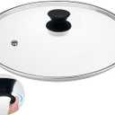 Tempered Glass Lid for Pots and Pans, 15 Inches Replacement Cover for Commercial Cookware, Stainless Steel Rim with Black Knob, Dishwasher Safe and Oven Safe up to 400 F