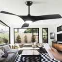 DWVO Ceiling Fan with Light, 52" Ceiling Fan with Remote, LED Tri-Color Temperature, 3 Blade Ceiling Fans Reversible 6 Speeds w/Quiet DC Motor for Bedroom, Living Room, Dining Room, Patio (Black)