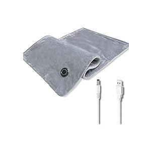 Portable 5V Electric Heat Pad, Travel Heat Pads for Car Airplane, USB Heating Pad with 3 Heat Settings and Auto Shut-Off, Machine Washable, LED Controller, Gifts for Women, Men (Gray)