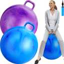 Lewtemi 2 Pcs 29 Inch Big Hopper Ball Jumping Hopping Inflatable Bouncing Ball with Handle and Air Pump for Adults Carnival Outdoor Sports Game(Gradient Purple, Gradient Blue)