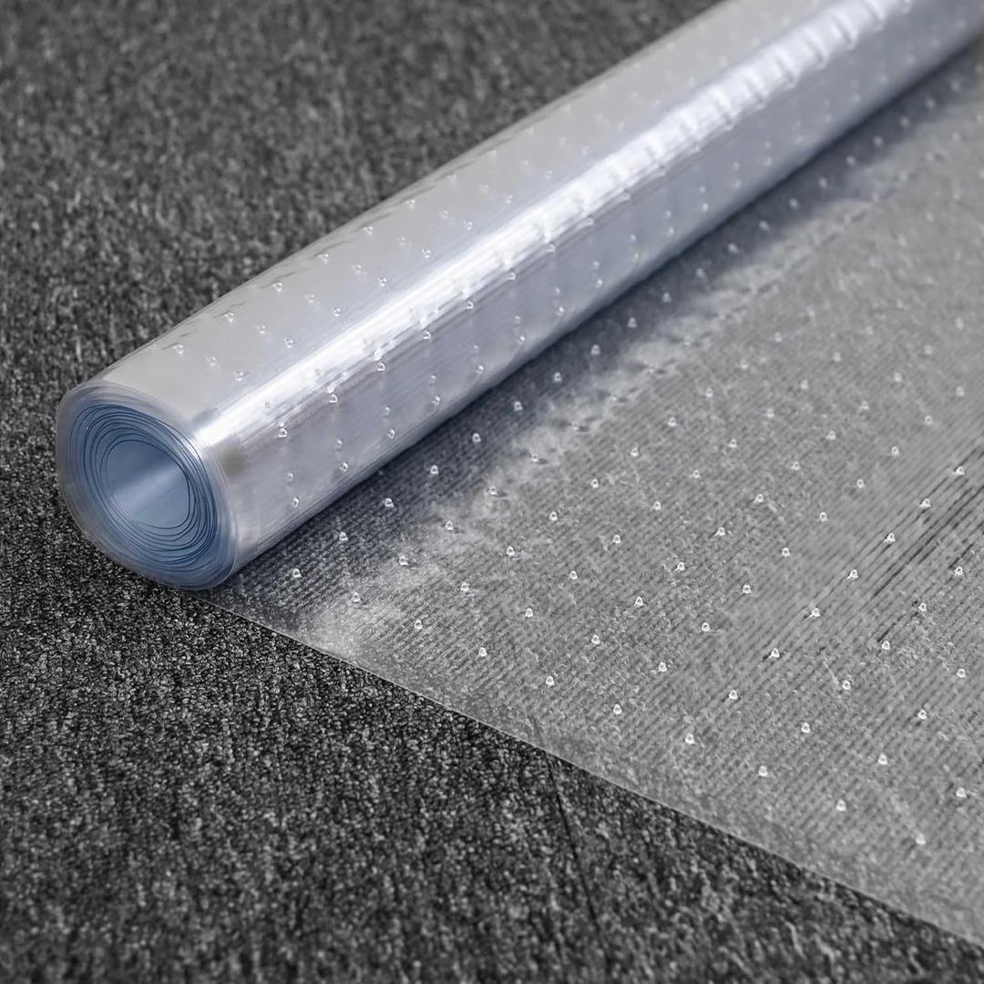 Clear Vinyl Plastic Floor Runner 27"x 12", Washable Rug Floor Protector, Suitable for Low Pile Carpet, Waterproof & Non-Slip, Plastic Carpet Protector Mat for Hallway, Living or Dining Room (12' x 2'3" (Rectangular), Clear)