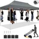 HOTEEL 10x20 Heavy Duty Pop Up Canopy Tent Outdoor Canopy Tents for Parties, Commercial Instant Waterproof Wedding Event Tent with Roller Bag, UV 50+Portable Shelter, Thick Hexagonal Legs, Grey (Gray)