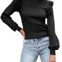 PRETTYGARDEN Women's Ruffle Long Sleeve Sweaters Crew Neck Lightweight Sweater 2026 Fall Trendy Ribbed Knit Pullover Tops Size XL