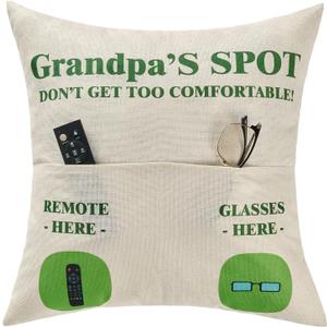 2 x FUTEI Grandpa Gifts,Grandpa'Spot Throw Pillow Covers 18x18 Inch Set of 1 Christmas Holiday Home Decor for Couch Bed Living Room