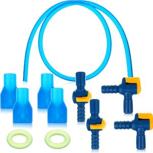 13 Pcs Bite Valve Replacement, Includes 6 Pcs Silicone Replacement Nozzle, 4 Straight and Angled Hose Connector, 2 Tube O Ring and Insulated Tube for Hydration Bladder Backpack Water Reservoir