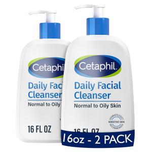 Cetaphil Face Wash, Daily Facial Cleanser for Sensitive, Combination to Oily Skin, 16 oz 2 Pack, Gentle Foaming, Soap Free, Hypoallergenic