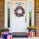 4th of July Wreath, 20 Inch Patriotic Wreaths for Front Door, Red White Blue Tulip Flower Wreaths with Berries Stars for Memorial Day Independence Day Wreath for Front Door Wall Window Decor