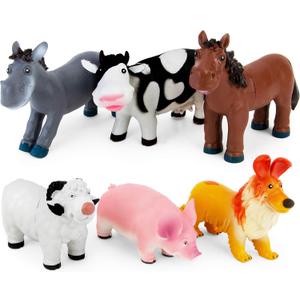 Boley Soft Farm Animal Toys - 6 Piece Small Farm Animal Figures for Kids Ages 3 and Up - Cute Soft Plastic Animal Figurines Set - Farm Animals for Toddlers