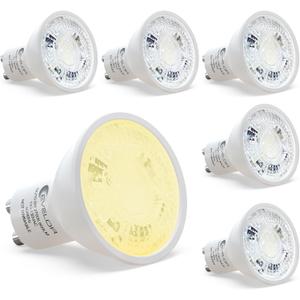 GU10 LED Light Bulb,40 Watt Equivalent Soft White 2700K,Non-Dimmable,Efficient 6W,600 Lumens 2 Prong Track Light Bulbs,20000 Hours,Ideal for Kitchen,Range Hood,Living Room,Bedroom, 6-Packs
