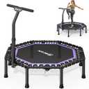 BCAN BT3 51" Octagonal Rebounder Trampoline for Adults, 450LBS Max Load Fitness Trampoline with Large Jumping Area, Silent Bungee Mini Trampoline with T-Adjustable Handle for Home Gym