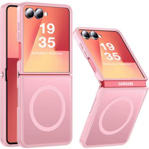 NO.1 Magnetic for Samsung Galaxy Z Flip 7 Case Compatible with MagSafe [Military Grade Drop Tested][Translucent Matte][Anti-Fingerprint] Soft Silicone Bumper for Samsung Flip 7 Case Slim, Pink