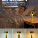 2 x PUSU Cordless LED Gold Small Table Lamps Set of 2, Portable Rechargeable 4000mAh Battery Operated Desk Lamp, 3 Color Stepless Dimming for Kids, Restaurant, Bedside, Outdoor, Bar, Night Light, Gift