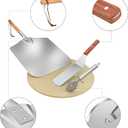 Onlyfire 4-Piece Pizza Stone Set 15" Round Cordierite Baking Stone for Oven & Grill, 14"x16" Pizza Peel, Stainless Steel Spatula & Cutter Complete Pizza Making Kit for Crispy Crust, Bread, BBQ